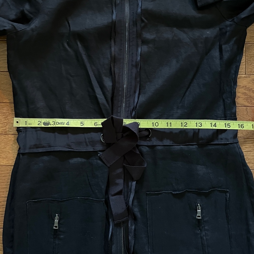 Elie Tahari Black Linen Dress Pockets Zipper Front - Picture 9 of 17
